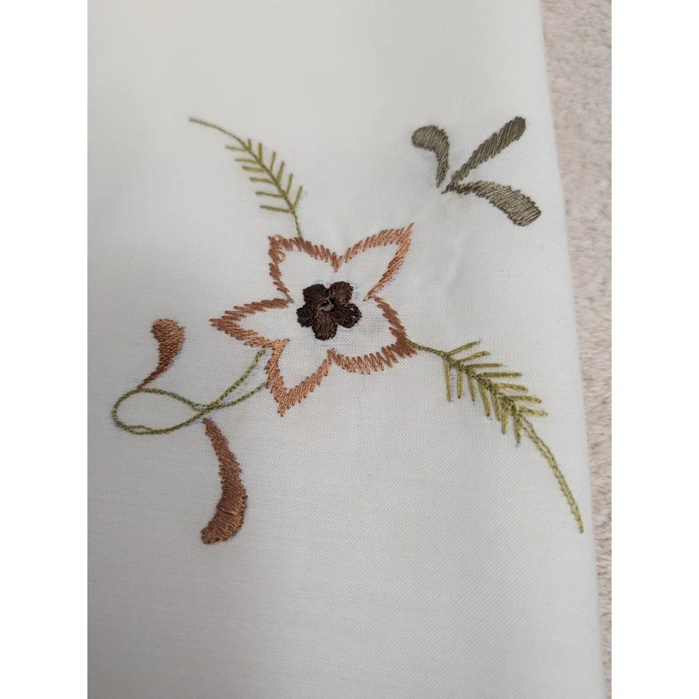 Vintage‎ Embroidered Cloth Napkins Set of 8 Off White Scalloped Edge Floral Boho